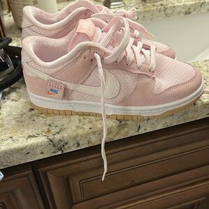 Nike Pink and White Sneakers Classic Design